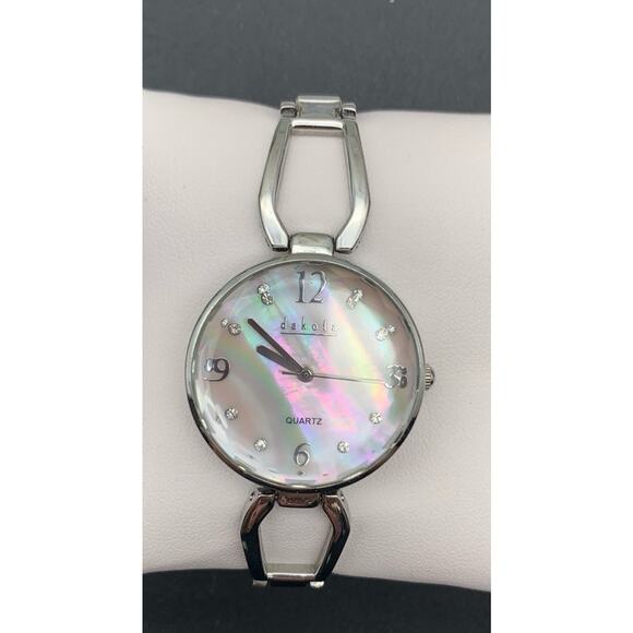 Dakota Women’s Silver Tone With Mother Of Pearl & Faceted Face Watch - Picture 1 of 5
